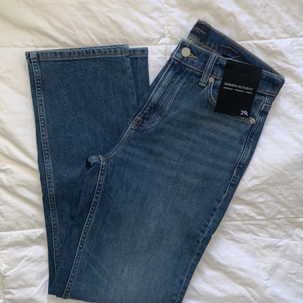 banana republic high rise straight ankle jean